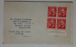 Australie - Enveloppe Première émission Avec Timbres Thématiques Personnalités (1948) - Used Stamps