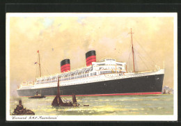 AK Passagierschiff R. M. S. Mauretania Erreicht Den Hafen, Cunard Line  - Dampfer