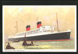 AK Passagierschiff R. M. S. Mauretania Erreicht Den Hafen, Cunard Line  - Paquebots