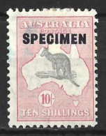 AUSTRALIA....KING GEORGE V...(1910-36..)...." 1931.."....SPECIMEN...10/-....ROO...MARK ON FRONT....MH.. - Ungebraucht