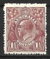 AUSTRALIA....KING GEORGE V...(1910-36..).." 1918...".....HEAD.....1 & HALFd.....SG59a......MH.. - Nuovi