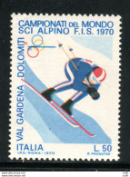 Sci Alpino Lire 50 Varietà Stampa Dell'azzurro Fortemente Spostata - Errors And Curiosities