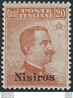 1921-22 Egeo Nisiro 20c. Arancio Bc. MNH Sassone N. 11 - Andere & Zonder Classificatie