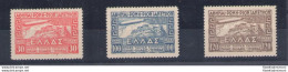 1933 Greece - Grecia, Posta Aerea - Graf Zeppelin Roma - Rio De Janeiro - Yvert N. 5/7 - MNH** Certificato Biondi - Autres & Non Classés