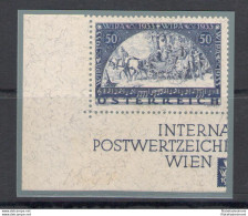 1933 AUSTRIA - W.I.P.A. 50+50 G., N. 430A Carta Con Fili Di Seta - Angolo Di Foglio - MNH**- Firmato Per Esteso Giulio B - Sonstige & Ohne Zuordnung