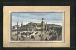 AK Hamburg-St.Georg, Hauptbahnhof Im Passepartout-Rahmen  - Mitte