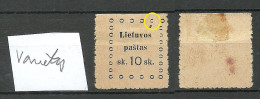 LITAUEN Lithuania 1919 Michel 20 * Variety ERROR = Partly Missing Circle - Litauen