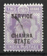 INDIA....".CHAMBA STATE SERVICE...".....KING EDWARD VII...(1901-10..).......2aL24....CDS.....VFU.... - Chamba