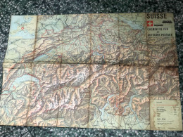World Maps Old-suisse Chemins De Fer Et Autocars Postaus-1969 Before 1975-1 Pcs - Mapas Topográficas
