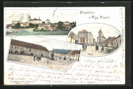 AK Vys. Veseli, Namesti, Skola, Panorama  - Czech Republic