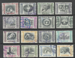 COSTA RICA 1954/1956 = 16 Values From Set Michel 491 - 510 & 517 - 520 Landesindustrie O - Costa Rica