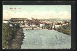 AK Kaaden /Eger, Flusspartie Mit Brücke Und Kirche  - Tchéquie