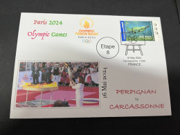 17-5-2024 (5 Z 17) Paris Olympic Games 2024 - Torch Relay (Etape 8) In Carcassonne (16-5-2024) With OZ Stamp - Summer 2024: Paris