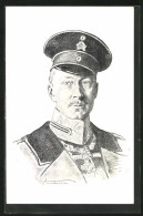 AK Kronprinz Wilhelm Von Preussen In Uniform Mit Schirmmütze  - Royal Families