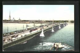 AK St. Petersbourg, Pont De Troitzky, Strassenbahn  - Russie