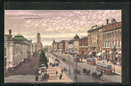 AK St. Petersbourg, Newski Prospect, Strassenbahn  - Russie