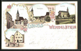 Lithographie Wendelstein, Kurhotel, Marktplatz, Ludwigsbrunnen  - Autres & Non Classés