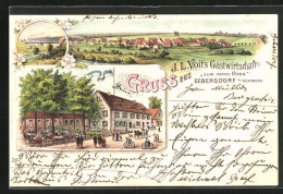 Lithographie Gebersdorf / Nürnberg, Restaurant Zum Roten Ross Von J. L. Voit, Viadukt  - Nürnberg