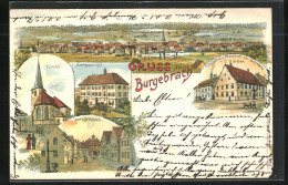 Lithographie Burgebrach, Gasthaus U. Brauerei Zur Schwane, Ortsstrasse, Amtsgericht  - Autres & Non Classés