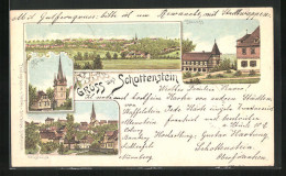 Lithographie Schottenstein, Ortsstrasse, Schloss, Kirche  - Autres & Non Classés