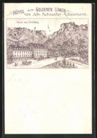 Vorläufer-Lithographie Streitberg, 1894, Hotel Zum Goldenen Löwen Von J. Schneider-Scheumann  - Other & Unclassified