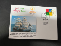 17-5-2024 (5 Z 23) Paris Olympic Games 2024 - The Olympic Flame Travel On Sail Ship BELEM (3 Covers) - Zomer 2024: Parijs