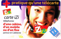 NOUVELLE CALEDONIE New Caledonia TELECARTE PREPAYEE Prepaid Phonecard IZI 1000 F Cabine Fixe Telephone EX. 2009 UT B - New Caledonia