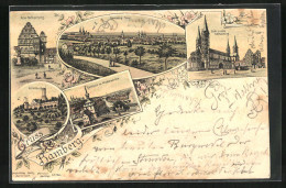 Lithographie Bamberg, Rathaus Mit Wasserpartie, Dom Und Alte Hofhaltung, Altenburg  - Bamberg