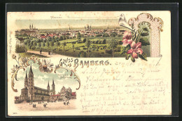 Lithographie Bamberg, Panorama, Dom Und Alte Hofhaltung  - Bamberg