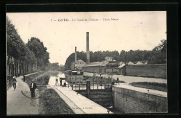 CPA Corbie, Le Canal Et L`Ecluse, Usine Masse  - Corbie