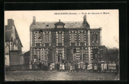 CPA Belleuse, Ecole Des Garcons Et Mairie  - Otros & Sin Clasificación