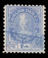 India ALIRAJPUR STATE C.I. One Anna Revenue Stamp Used - Andere & Zonder Classificatie