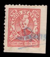 India Nagod State C.I. One Anna Revenue Stamp Used - Andere & Zonder Classificatie
