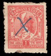 India Barwani State One Anna Revenue Stamp Used - Andere & Zonder Classificatie