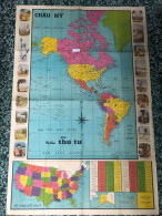 World Maps Old-a Chau My 1968 Before 1975-1 Pcs - Mapas Topográficas