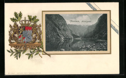 Passepartout-Lithographie Königssee, Obersee Mit Gebirge, Wappen  - Other & Unclassified