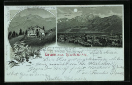 Mondschein-Lithographie Reichenhall, Zwiesel-Alpe, Totalansicht  - Zwiesel