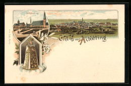 Lithographie Altötting, Wallfahrtskirche, Panorama  - Altoetting