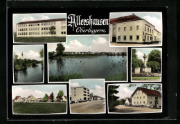 AK Allershausen / Obb., Blick Auf Den See, Flusspartie Und Denkmal  - Sonstige & Ohne Zuordnung