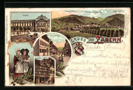 Lithographie Zabern, Altes Haus, Château, Hauptstrasse  - Other & Unclassified