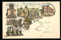 Vorläufer-Lithographie Trier, 1895, Basilika, Dom - Und Liebfrauenkirche, Porta Nigra  - Trier