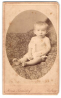 Fotografie Herm. Zernsdorf, Belzig, Spärlich Bekleidetes Kleinkind Auf Einem Sitzmöbel  - Anonyme Personen