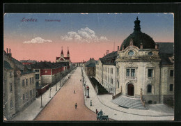 AK Landau, Kaiserring-Strasse Mit Passanten Und Litfasssäule  - Landau