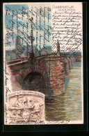 Künstler-AK Frankfurt A. M., Die Alte Brücke, Relief Auf Der Alten Brücke  - Frankfurt A. Main