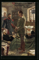 Künstler-AK Soldaten Und Nonne Am Sterbebett Eines Verwundeten  - Guerra 1914-18