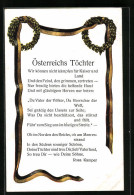 Künstler-AK Österreichs Töchter - Gedicht, Banderole In Schwarz-gelb, Lorbeerkränze  - Other & Unclassified