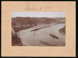 Fotografie Brück & Sohn Meissen, Ansicht Diesbar A. Elbe, Blick Vom Bösen Bruder Auf Die Stadt Mit Raddampfer Saxonia  - Places