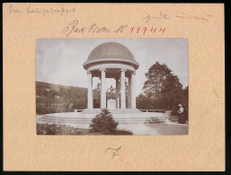 Fotografie Brück & Sohn Meissen, Ansicht Bad Elster, Pavillon Mit Statue Im Louisa-See-Park  - Lieux