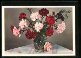 AK Rosa Und Rote Nelken In Einer Vase  - Sonstige & Ohne Zuordnung