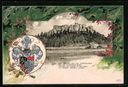 Passepartout-Lithographie Staffelberg, Bergfelsen, Wappen Spruch  - Other & Unclassified